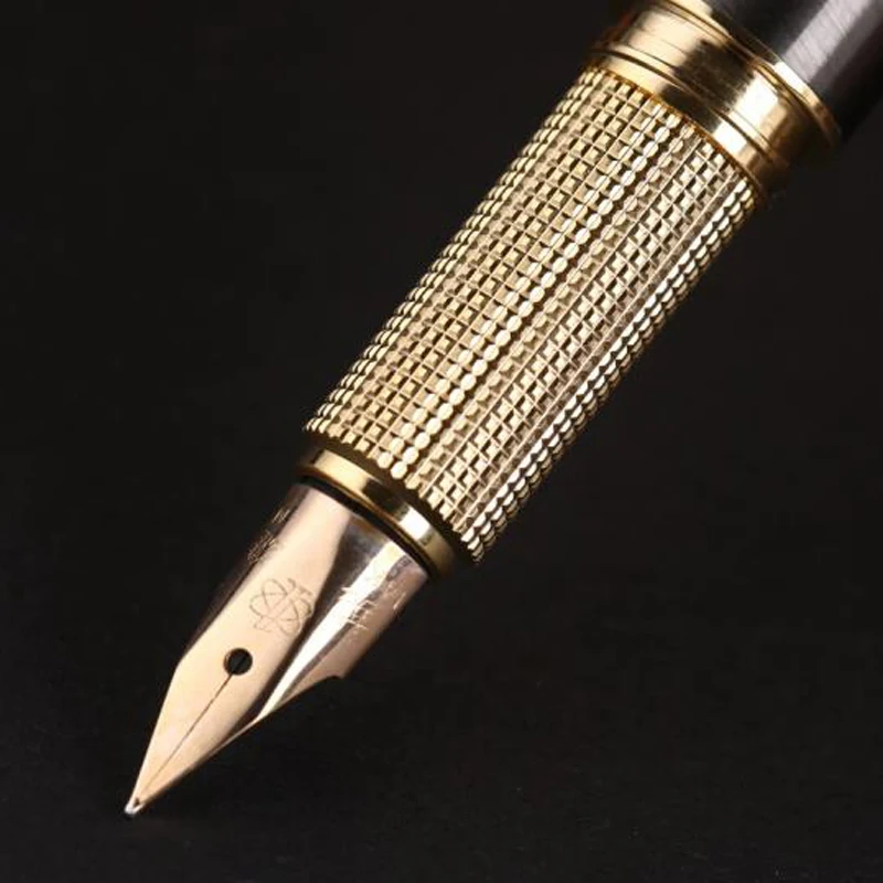 Перьевая ручка Hero 200E Executive Grey &amp Black Barrel из 14-каратного золота с тонким пером 0 5 мм