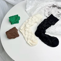 fashion trend man and woman casual socks cotton soft couple embossed uneven plaid bubble solid color breathable sweat absorbing