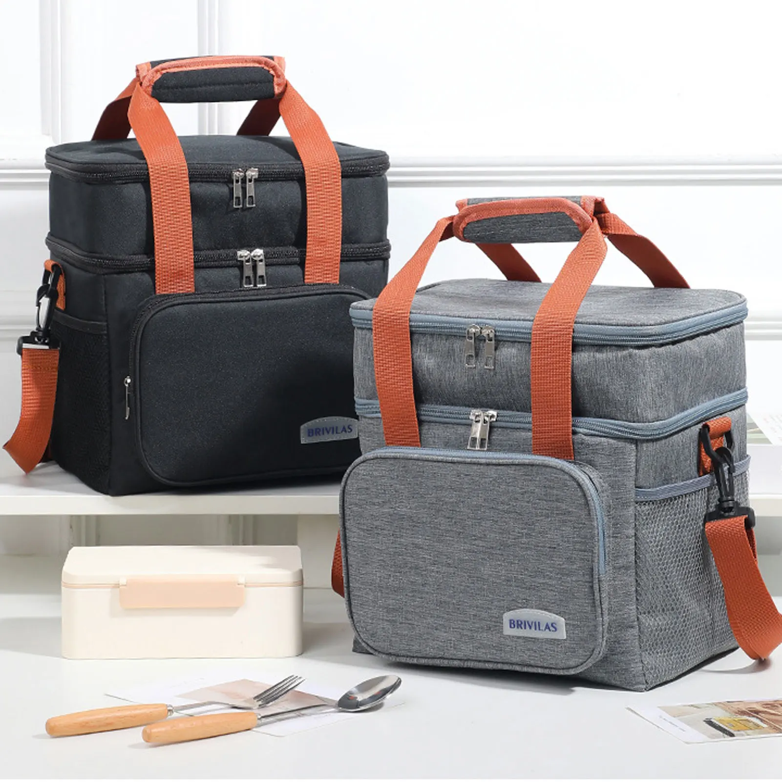 

Утолщенная двухслойная сумка для ланча из ткани Оксфорд, легко носить с собой, сумка для ланча для кемпинга на открытом воздухе, походов, рас...