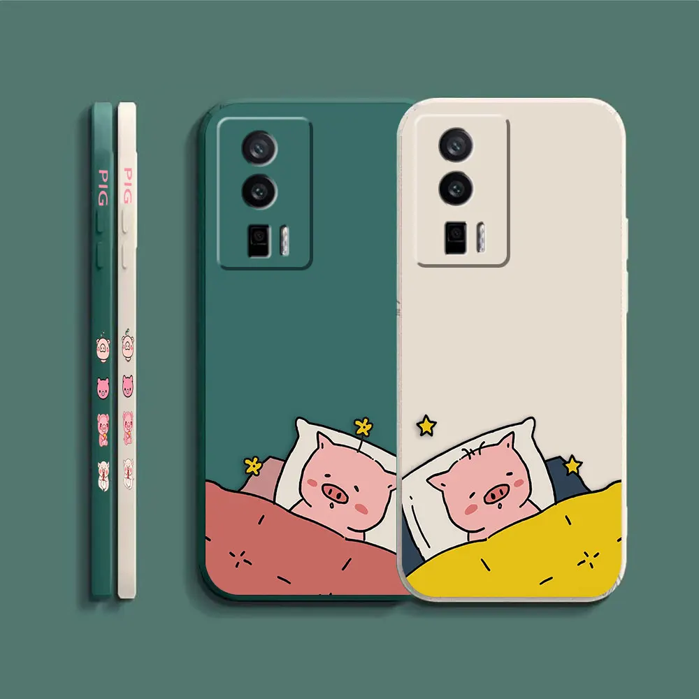 Case For Redmi K60E K60 K50 K40S K40 K30 K20 12C 10C 9A 9 8 10X 10A Pro 4G 5G Gaming Case Fundas Shell Cute Cartoon Pink Piggy