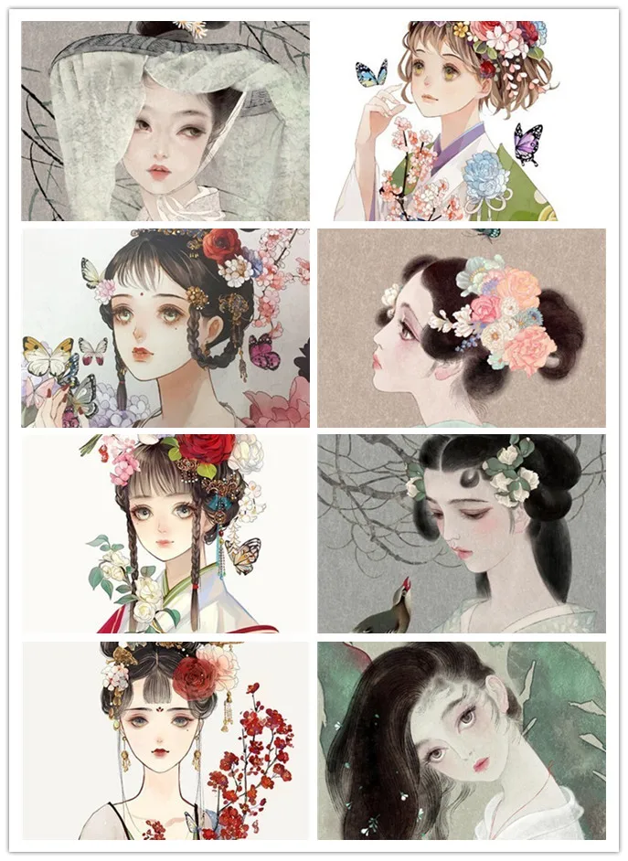 

Rustom Chinese Girl Diamond Painting 5D Diy Flower Women Cartoon Embroidery Cross Stitch Full Drill Diamond Mosaic Art Stickers