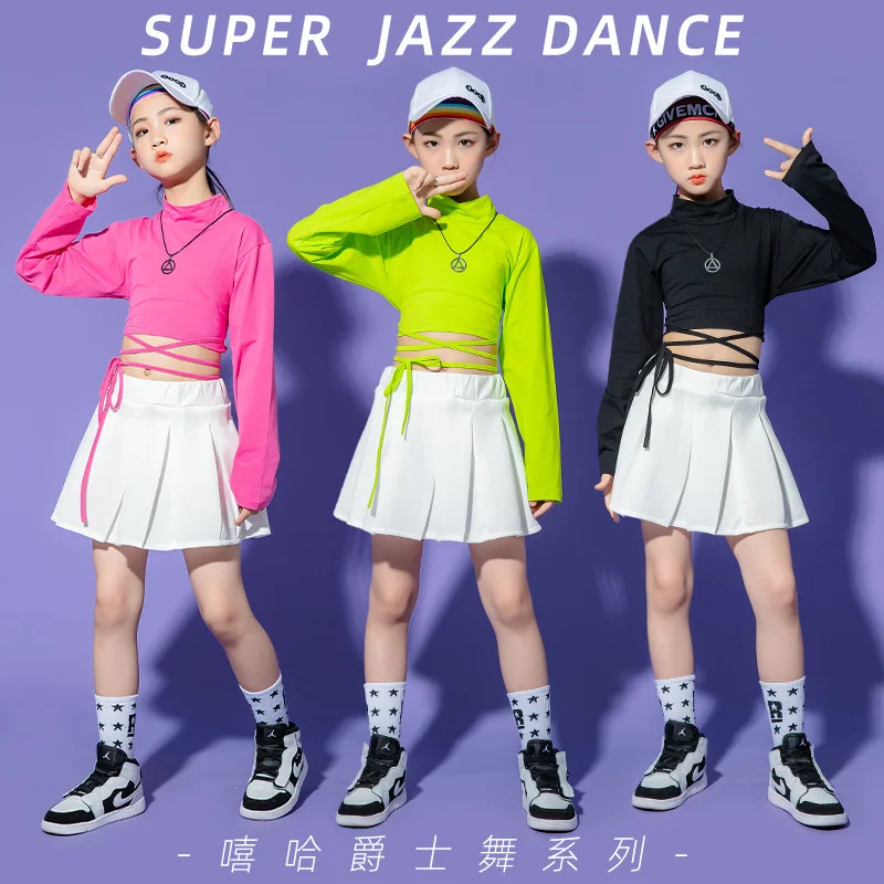 

Girls' Jazz Dance Performance Clothes Girls' Foreign Style Puffy Skirt Girls' Net Red Hip-hop Suit Children's Hip-hop Fashion