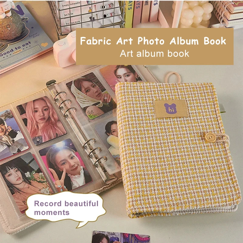 

A5 Kpop Binder Photocard Holder Idol Picture Album Book with 20 Inner Pages 3/4 Inch Cloth Photo Card Album Student Stationery
