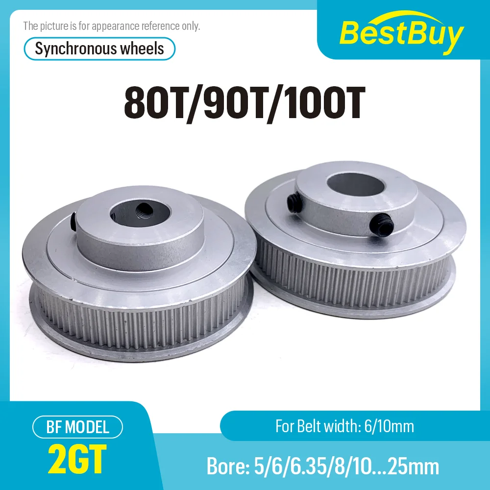 Шкив ГРМ 2GT 80T 90T 100 зубьев Диаметр 5/6/6,35-25 мм Ширина ремня 6/10 мм 3D-принтер GT2 Шкив ремня ГРМ