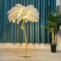 Feather floor lamp all copper postmodern creative living room bedroom princess light luxury branch bedside vertical table lamp
