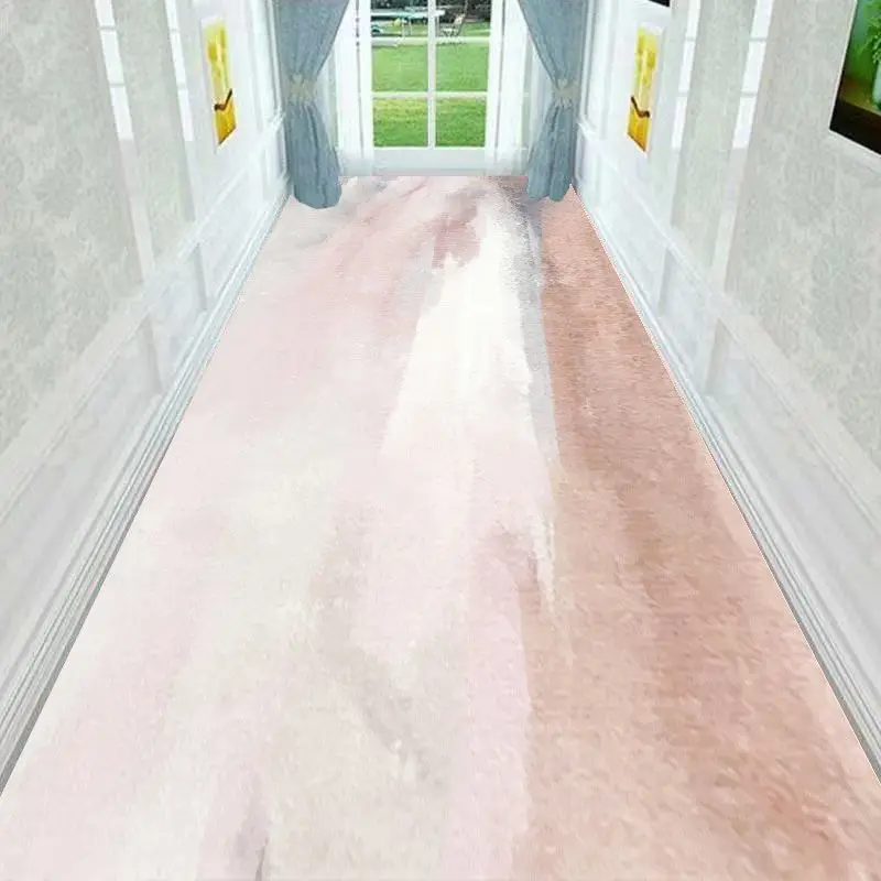 

European Style Hallway Long Carpet Stairs Light Luxury Corridor Mat Wedding Hotel Hall Rugs Anti-Slip Bedroom Bedside Floor Mat