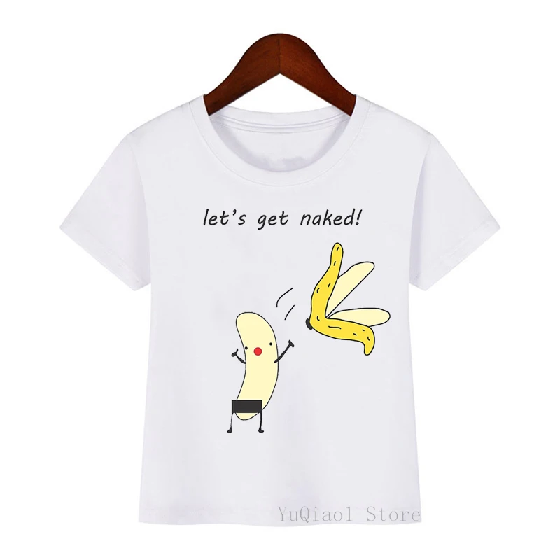 

2022 Funny Disrobe Banana Tshirt Lovely Kids Humor Joke Shirt Baby Boy Girl Summer Clothes Unisex Graphic Kids T Shirt Top Tee