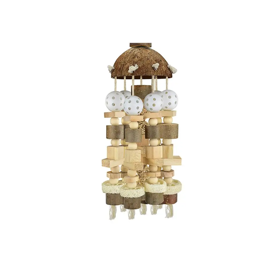 

Bird Parrot Toy Large Parrot Toy Natural Wooden Blocks Bird Chewing Toy Parrot Cage Bite Toy