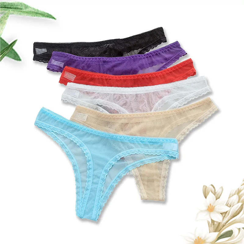 

Women Panties Sexy Lingerie G String Thongs Lace Underwear Female Perspective Low-Waisted Sheer Underpants Transparent Knickers