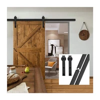 4 9 6ft sliding barn wooden door hardware kit rustic black steel top mounted track roller system for single door