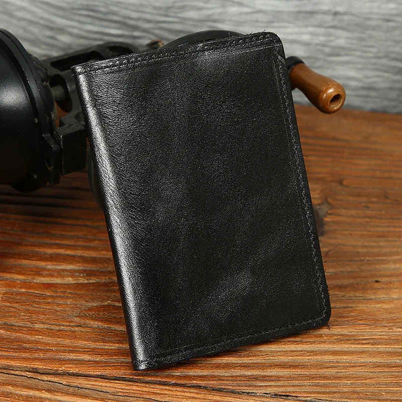 Passport Holder For Men Durable Bifold Travel Wallet Genuine Crazy Horse Leather Women Unique Design Gifts Travel Passport Cover