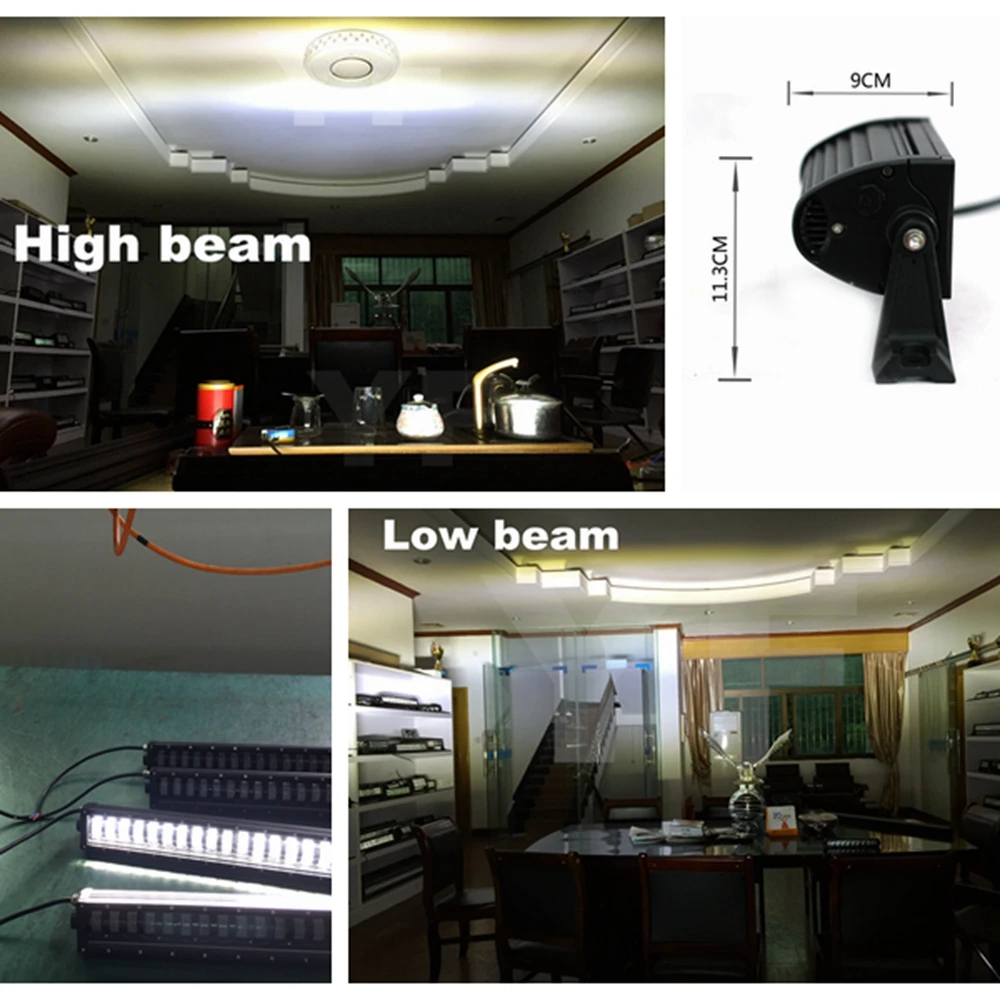 Фото 9D однорядный внедорожный светодиодный рабочий фонарь Hi Low Double Beam 11 17 25 35 45 53 55 дюймов Водонепроницаемый для Jeep Car Trucks №3