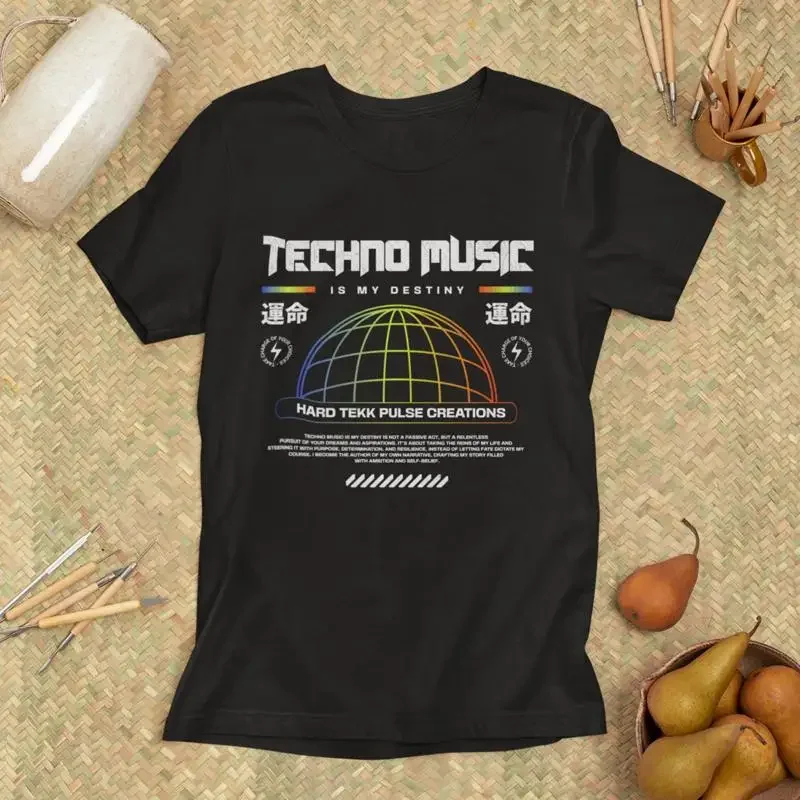 Фото Футболка Techno T Shirt Hard Tekk Pulse Design: Модный образ для фестивалей электронной музыки, для рейверов и фанатов №1