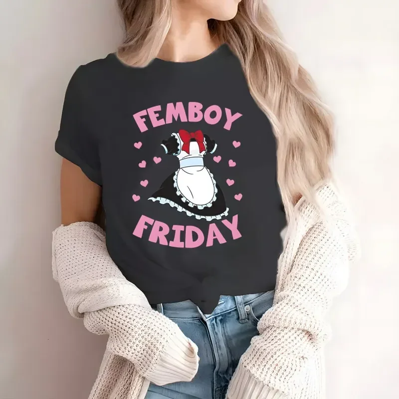 Футболка женская сказочная в стиле 90-х с круглым вырезом и принтом