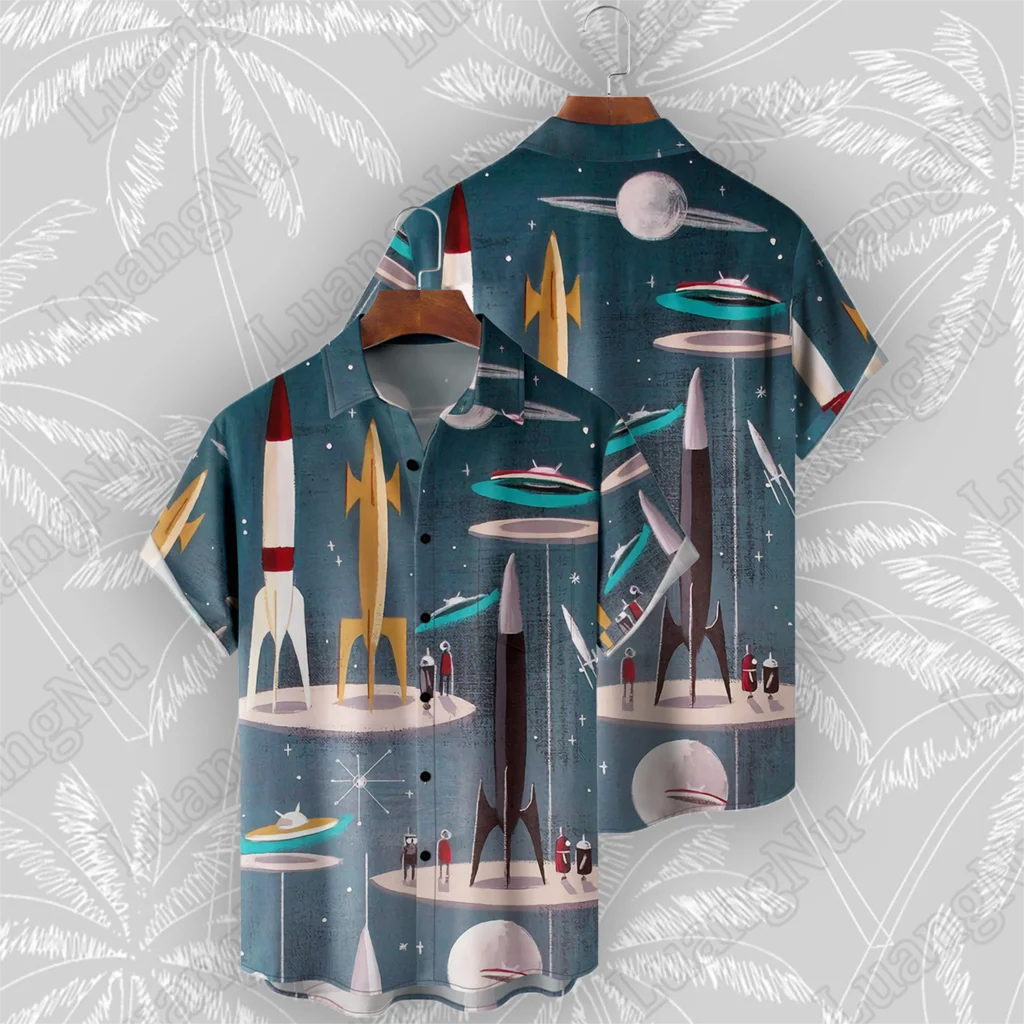 

Short Sleeve Shirt Man Cartoon Print High Quality Summer Oversized Tops Chemise Homme Hawaiian Casual Shirts for Men Social 2023