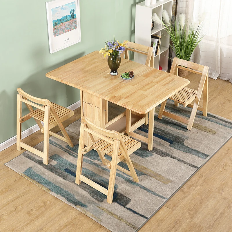 Складные обеденные столы из дерева белые кухонные мобильные маленькие