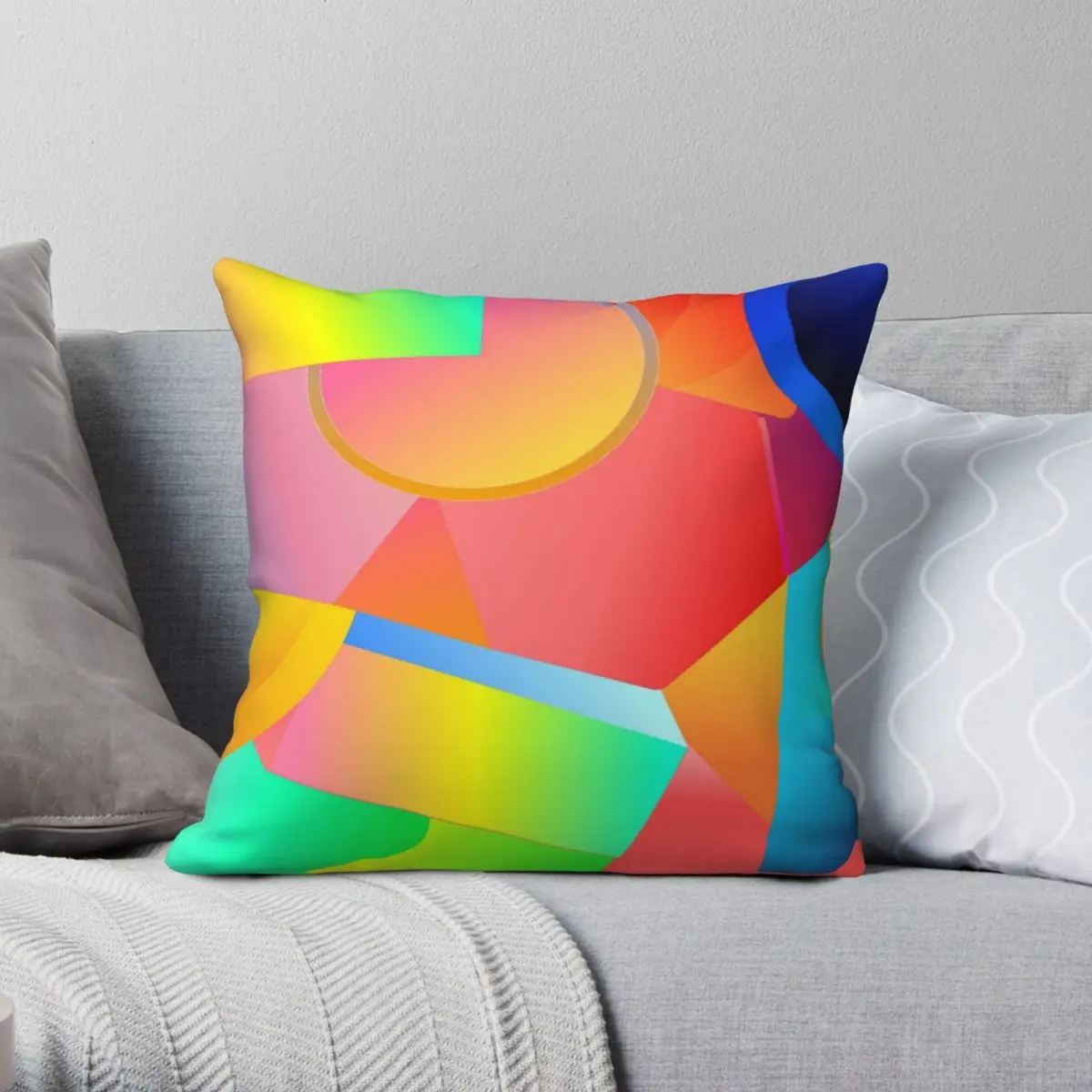 

Geometric Colorful Pillowcase Polyester Linen Velvet Pattern Zip Decor Throw Pillow Case Car Cushion Cover