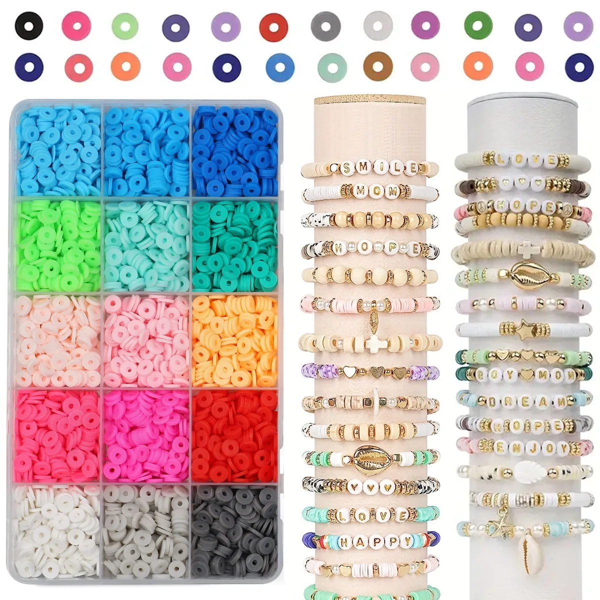 3000PCS Полимерная Глина Плоские Круглые Бусины Набор 6 мм Свободные Просторные Для