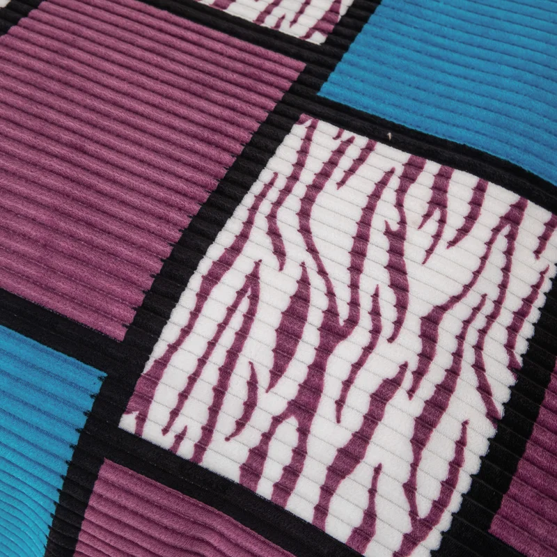 Клетчатое Одеяло Волшебный Бархат В Фиолетовую И Синюю Полоску Портативное