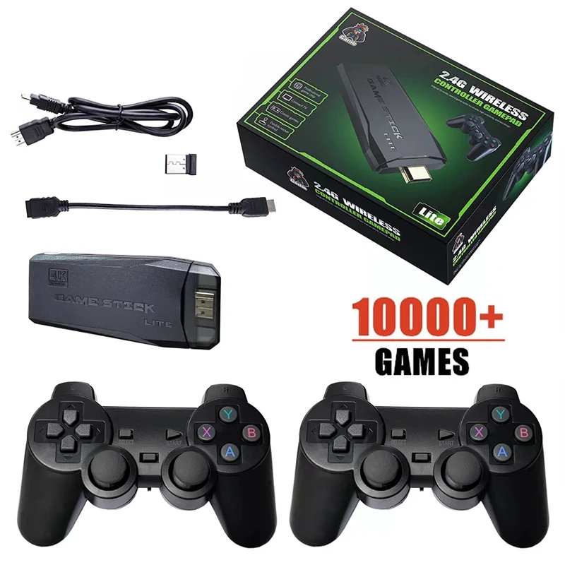 

4K HD Video Game Console TV Game Stick 32G 64G 10000 Games For PS1/FC/GBA Wireless Controller Retro Mini Handheld Game Player