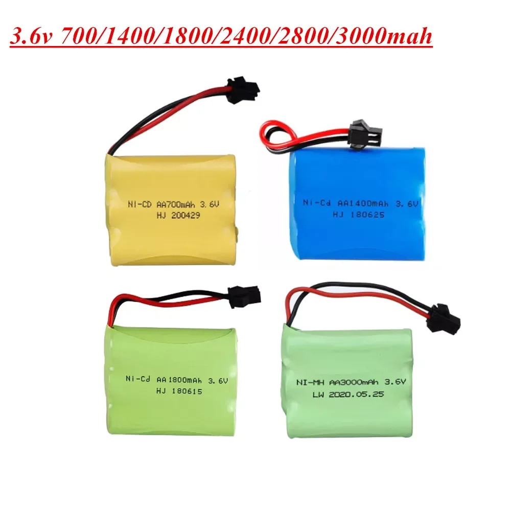 

700mah 1400mah 1800mah 2800mah 3000mAh NiCD Battery AA 3.6V Battery Pack For RC Toy Car GUN TANK Trucks Trains Boats