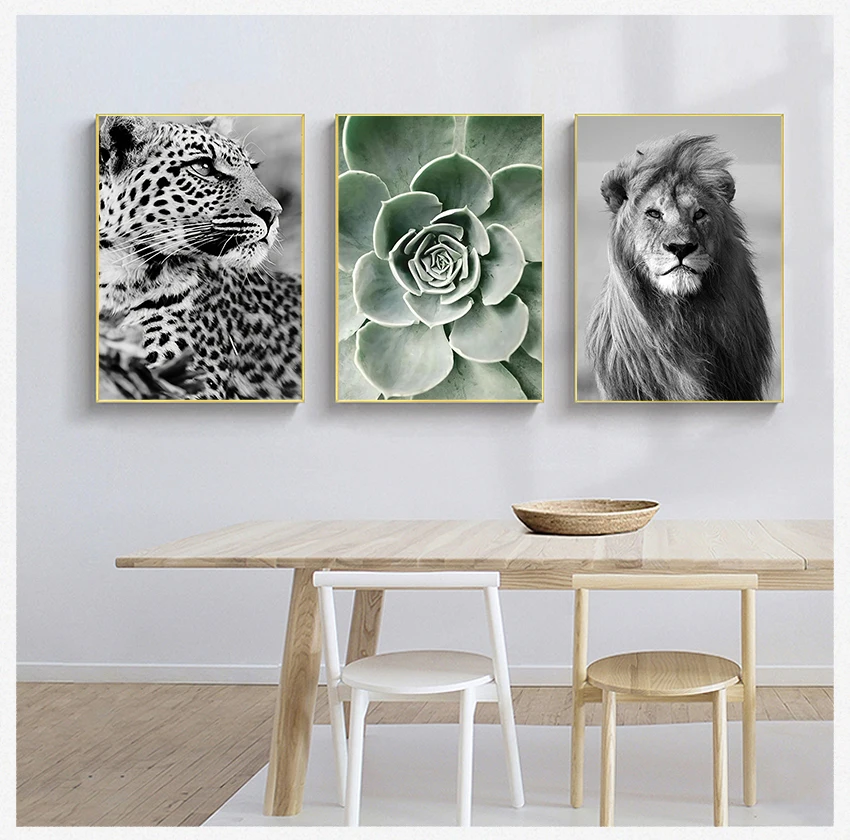 

White Wall Art Pictures For Living Room Home Decorative Prints Nordic Plant Leaf Poster Animals Canvas Painting Black