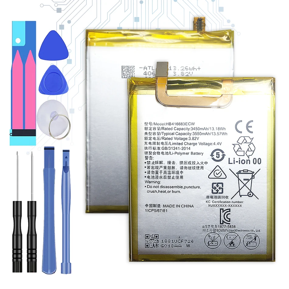 

Аккумулятор HB416683ECW на 3450 мА · ч для Huawei Nexus 6P H1511 H1512, батарея + Бесплатные инструменты