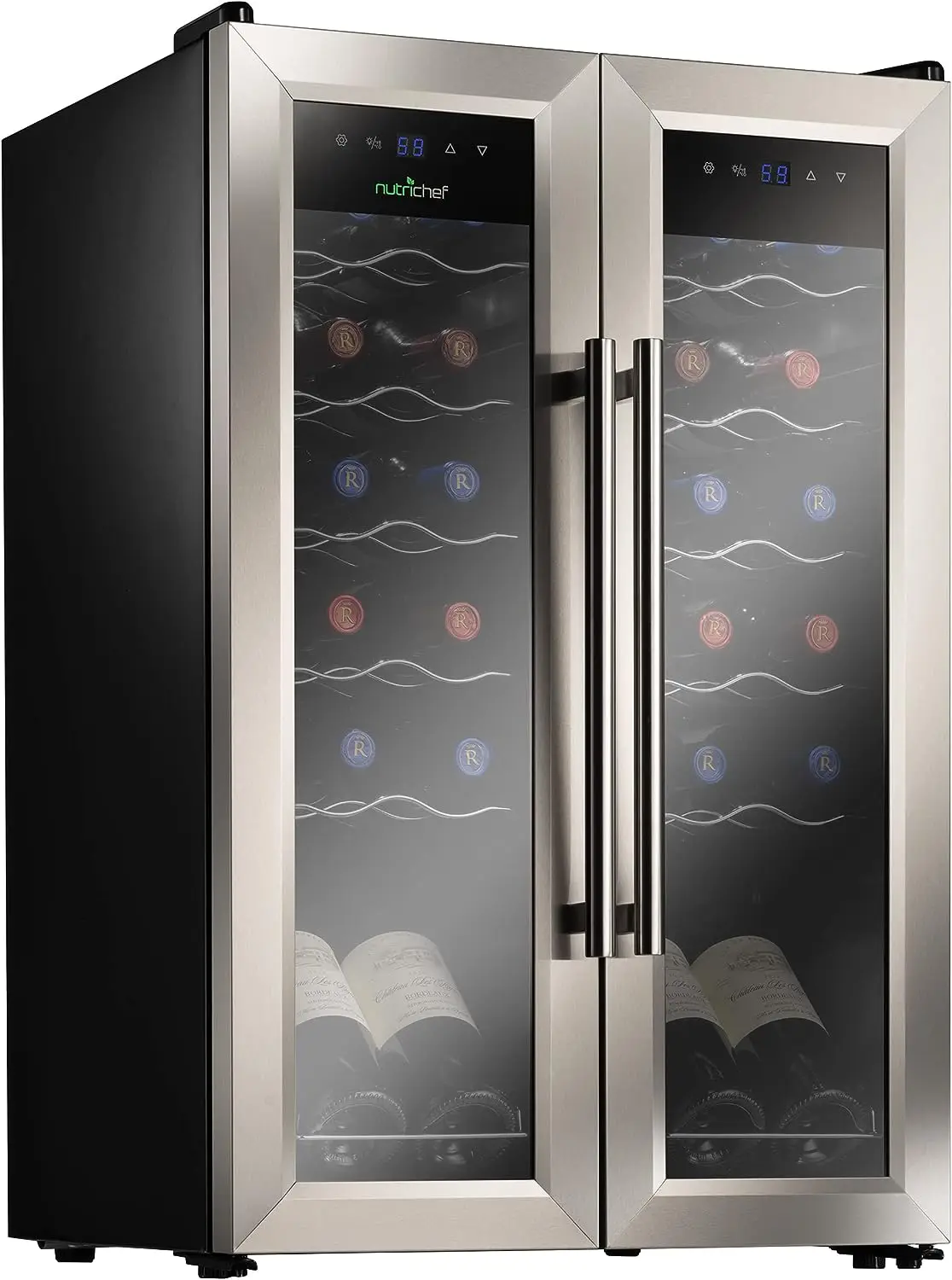 

Охладитель для белого и красного вина, отдельно стоящий компактный мини-холодильник для вина с цифровым управлением, 24 бутылки с двумя зонами пятен
