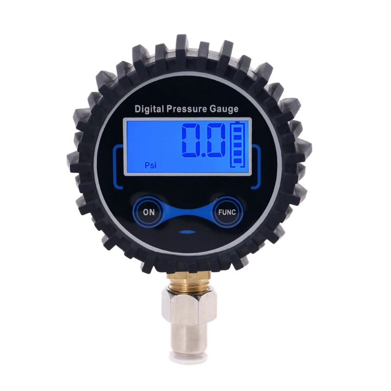 

Digital Pressure Gauge with 6mm Outside Diameter Hose Straight Plug Fitting Connector 200PSI /BAR/KPA/kg/cm2 Gauge G6KA