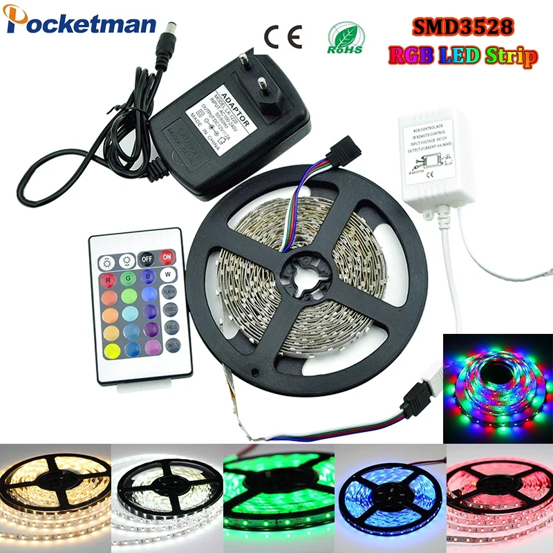 

New 5m 12V DC COB LED Strip Light SMD3528 300 Leds High Density Flexible Strip Lights Tape Linear Ribbon Colorful Lamp