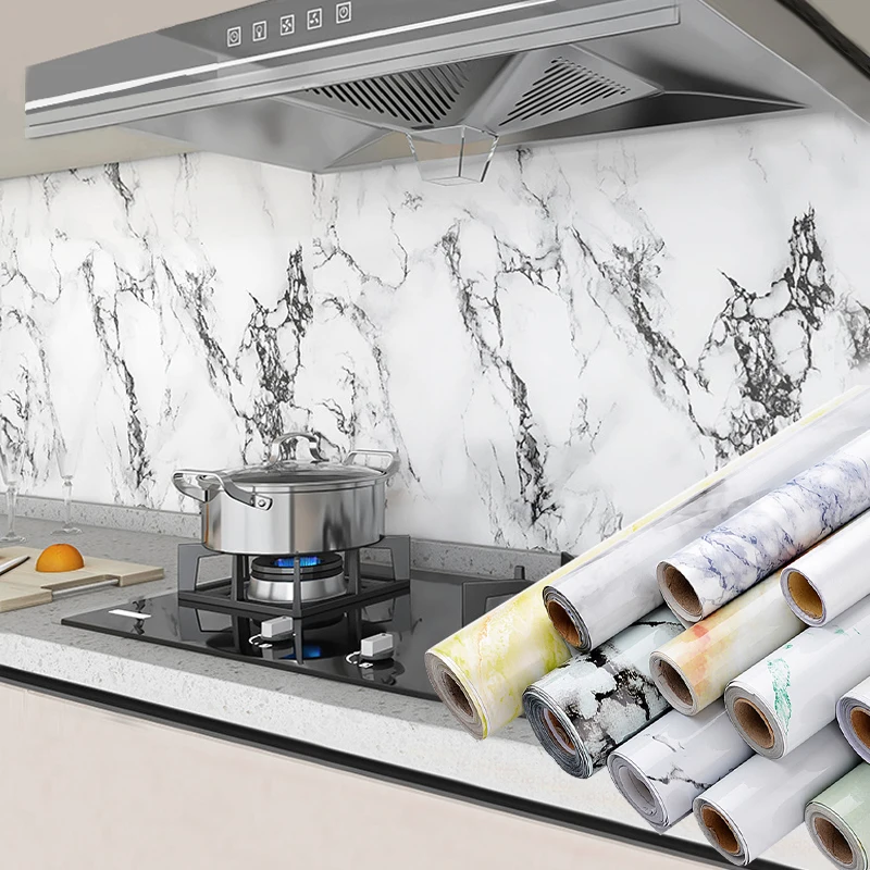 

Marble Kitchen Wallpaper PVC Self Adhesive Paper Decorative Film Waterproof Stiker For Kitchen Cabinets And Furniture Renovation
