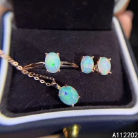 vintage natural opal jewelry set 925 sterling silver inlaid gemstones womens pendant necklace earring and ring wedding party gi