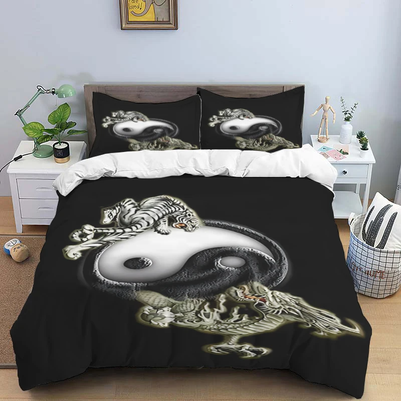 

Tai Chi Chinese HD Print Three Piece Bedding Set Fashion Article Children Adults for Beds Quilt Covers Pillowcases Bedding Set