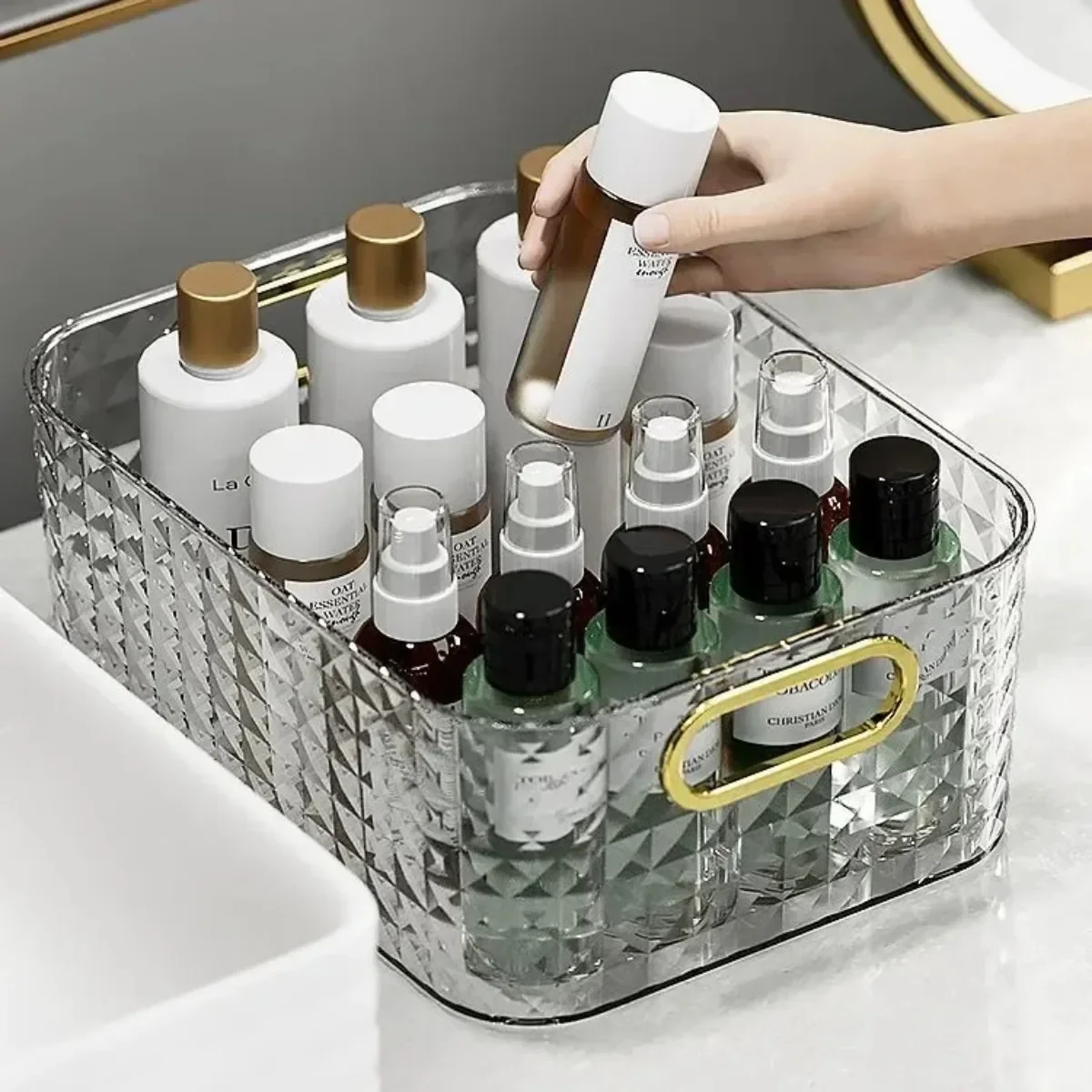 Органайзер для хранения аксессуаров ванной комнаты с ручкой