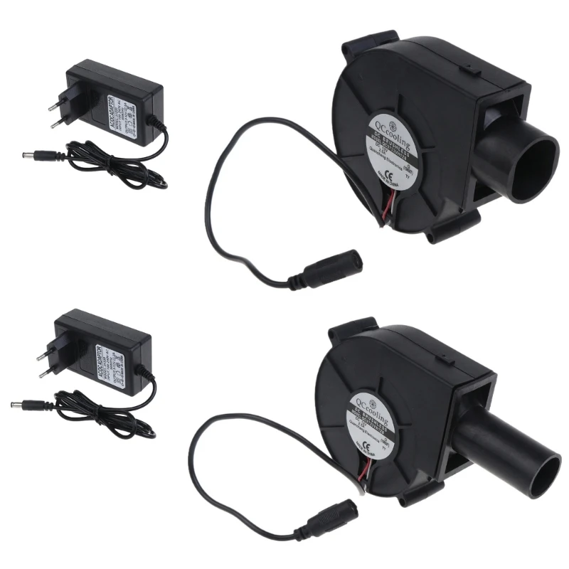 

EU Plug 12V BBQ Fan Cooking Blower with Speed Controllers BBQ Wood Stove Collectors Tube Speed Regulation Power Adapters