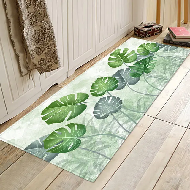 

Nordic Plant Cactus Clover Print Flannel Floor Paddoor Mat, Bathroom Mat, Kitchen Mat, Bedroom Mat Entrance Door Mats Carpet