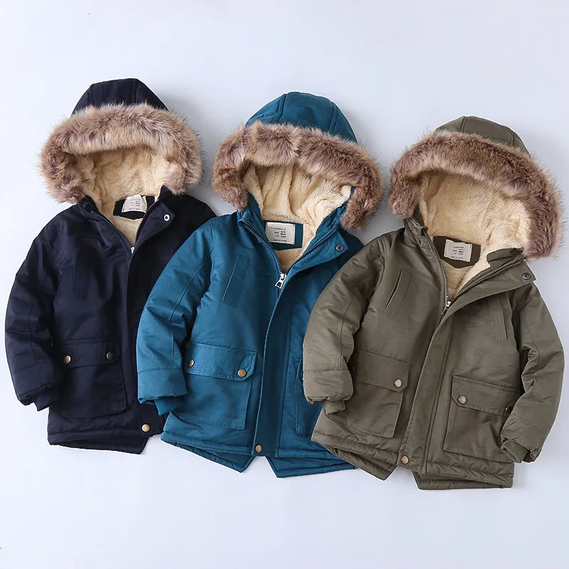 

Boys Down Jacket Coat Overcoat Cotton 2022 Grey Warm Plus Thicken Winter Teenager Children's Clothing