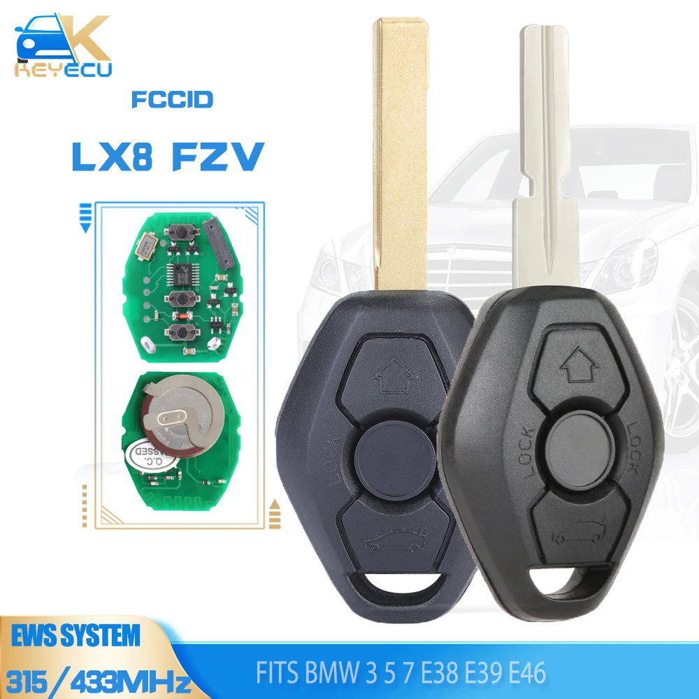 KEYECU LX8 FZV EWS 315 МГц/433 МГц ID44 замена для BMW 3 5 7 E38 E39 E46 дистанционный ключ HU92/HU58 (перезаряжаемая батарея) KEYECU LX8 FZV EWS 315 МГц/433 МГц ID44 замена для BMW 3 5 7 E38 E39 E46 дистанционный ключ HU92/HU58 (перезаряжаемая батарея)