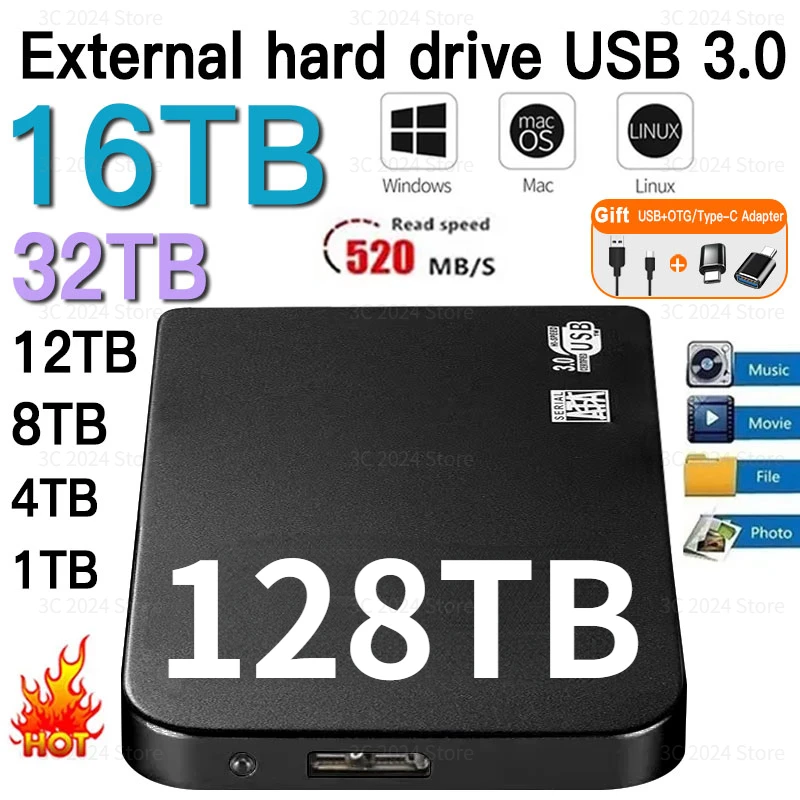 

Original external hard drive 2TB High-Speed SSD 1TB portable external ssd Hard disk Solid-state Disk Hard Drive for Laptop//Mac