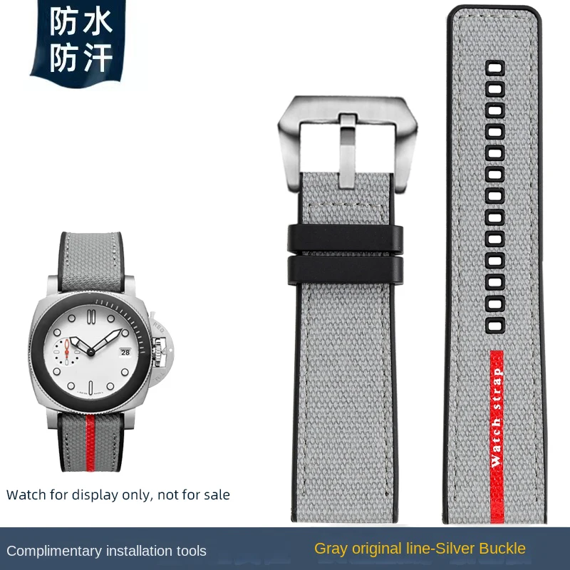 Фото Мужской погружной браслет Panerai, резиновый ремешок PAM1391 1565 Luna Rossa Series, водонепроницаемый браслет для наручных часов №4