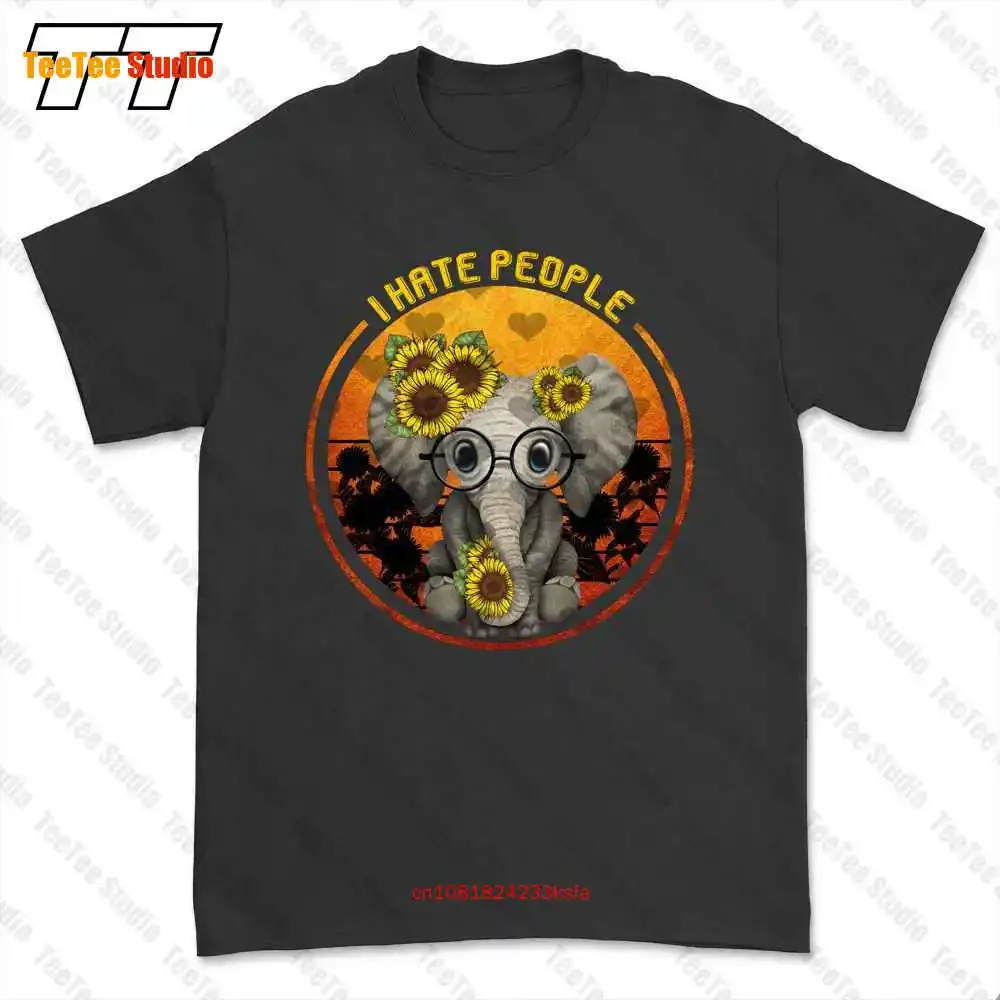 Elephant Sunflower I Hate People T-shirt Tee NK0G