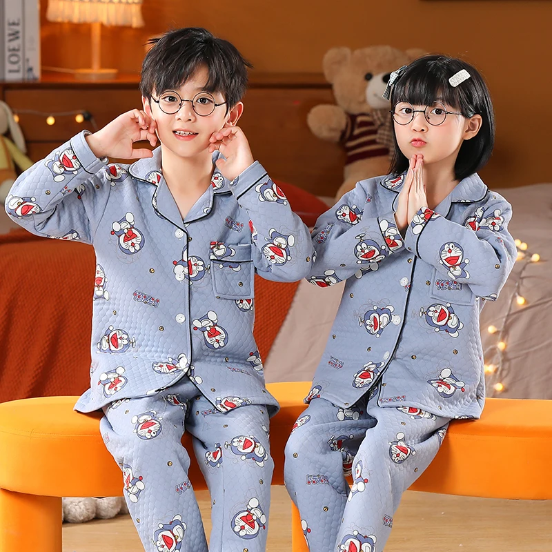 

Disney Boy Girls Pajamas Sets Thick Warm Autumn Winter Flannel Pijamas Children Coral Fleece Cartoon Pajamas for Teens Sleepwear