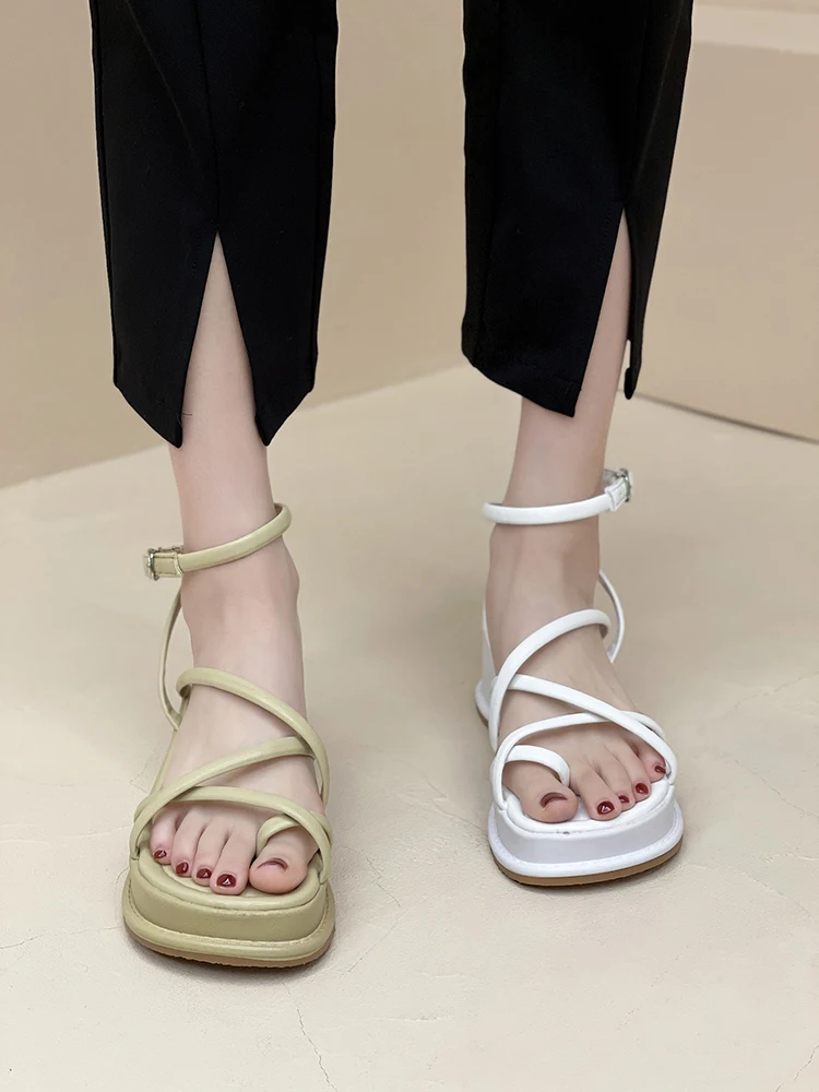 

Clogs Wedge 2022 Sandals Clear Heels Ladies Shoes Summer Espadrilles Platform All-Match Suit Female Beige New Retro Gladiator Fa