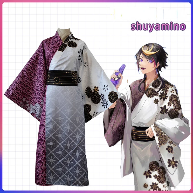 

2022 New Year Shu Yamino cosplay Kimono Vtuber Nijisanji Luxiem Uniforms wig Suit Cosplay Costume Halloween Party Clothing