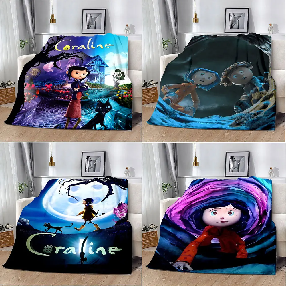 Анимационное одеяло Coraline с принтом одеяла для пикника теплое мягкое и удобное