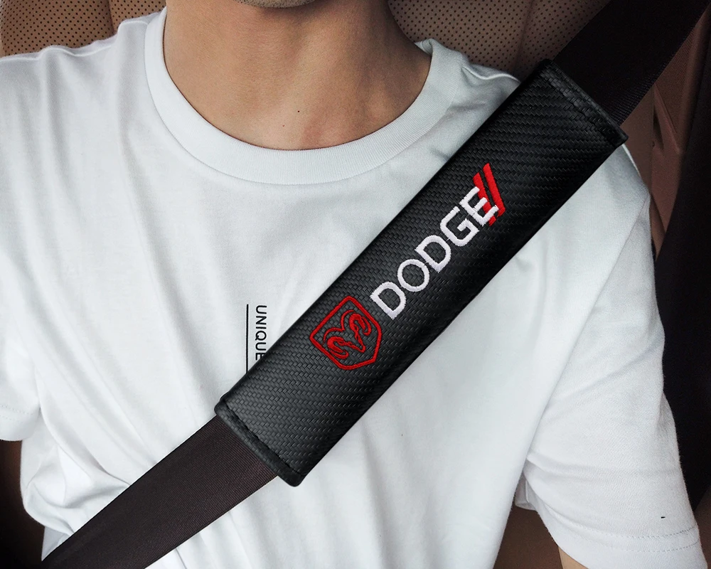

1PC Car Seat Safety Belt Cover Pad Shoulder Protection Accessories For Dodge Challenger Charger SRT RAM SXT 1500 Avenger Durango