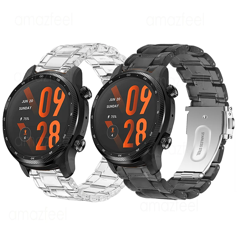 

22mm Watch Band For Ticwatch Pro 3 Ultra GPS Smart Watch Accessories Clear Resin Bracelet For Ticwatch Pro 2021 GTX S2 E2 Strap