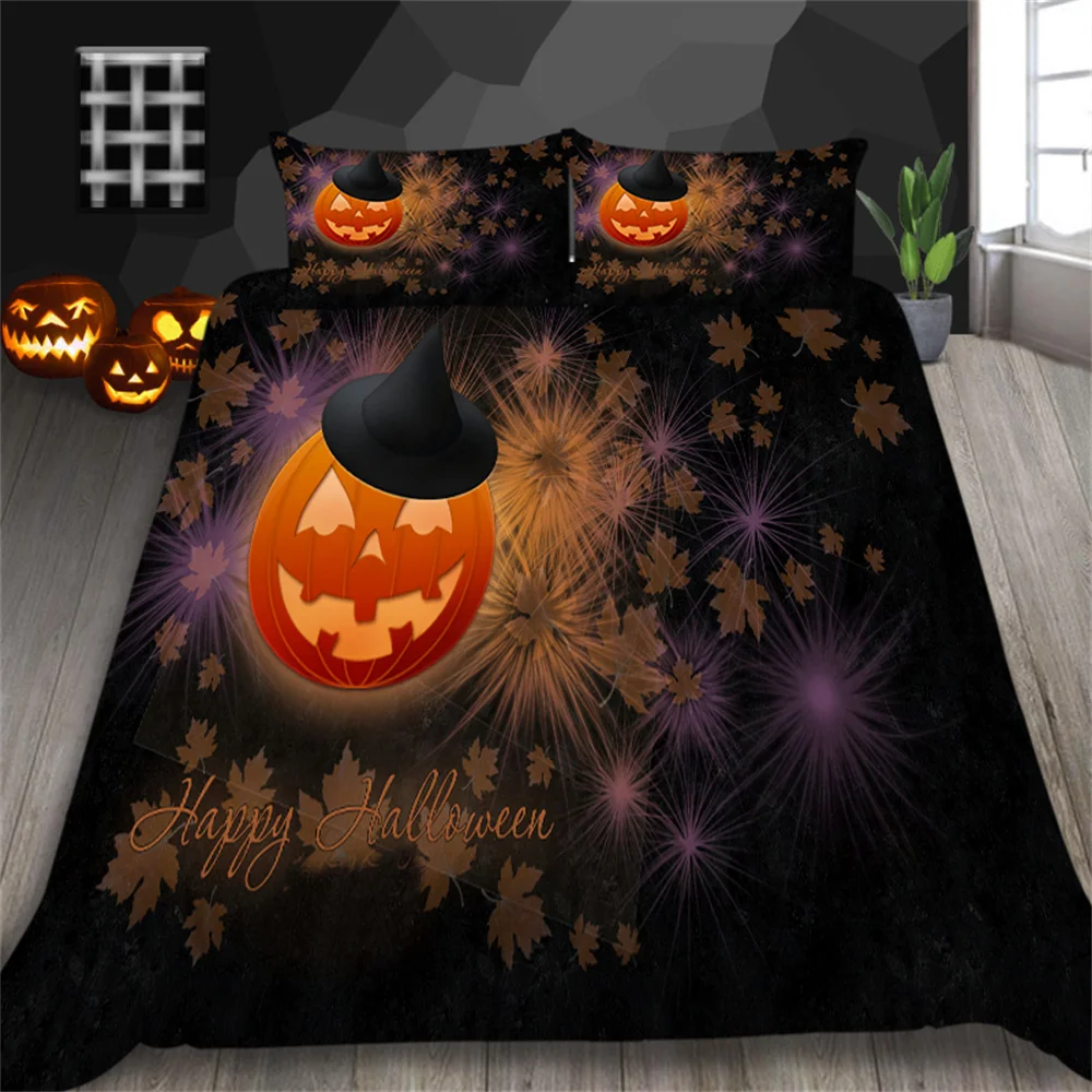 

Комплект пододеяльников на Хэллоуин, одеяло с рисунком тыквы, Чехлы, полиэстеровый домашний текстиль, подростковое Королевский размер, покрывало с наволочкой