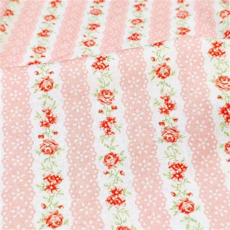 

105cm Width Plain Cotton Stripe Red Rose Pink And White Lace Pastoral Dress Handmade Bag Fabric