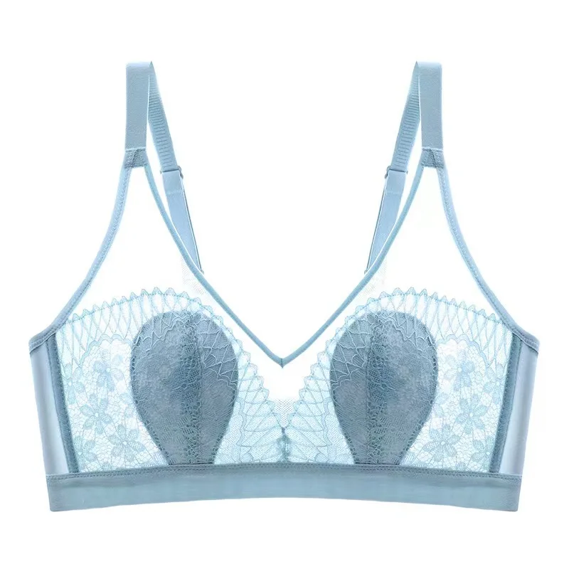 

Sexy Transparent Bras Rabbit Ear Crystal Cup Bra Slim Lingerie Sexy Breathable Gathered Sexy Underwired Bra Set Lingerie
